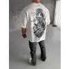 Unisex Baskılı Oversize T-Shirt - Beyaz