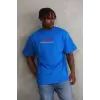 Unisex Baskılı Oversize T-Shirt - Mavi