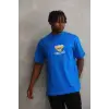 Unisex Baskılı Oversize T-Shirt - Mavi