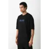 Unisex Baskılı Oversize T-Shirt - Siyah