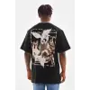 Unisex Baskılı Oversize T-Shirt - Siyah