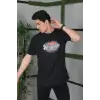Unisex Baskılı Oversize T-Shirt - Siyah