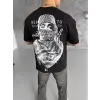 Unisex Baskılı Oversize T-Shirt - Siyah