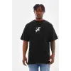 Unisex Baskılı Oversize T-Shirt - Siyah
