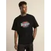 Unisex Baskılı Oversize T-Shirt - Siyah