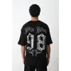 Unisex Baskılı Oversize T-Shirt - Siyah
