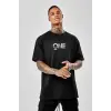Unisex Baskılı Oversize T-Shirt - Siyah