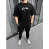 Unisex Baskılı Oversize T-Shirt - Siyah