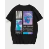 Unisex Baskılı Oversize T-Shirt - Siyah
