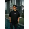 Unisex Baskılı Oversize T-Shirt - Siyah