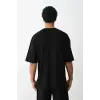 Unisex Baskılı Oversize T-Shirt - Siyah