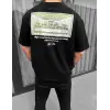 Unisex Baskılı Oversize T-Shirt - Siyah