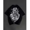 Unisex Baskılı Oversize T-Shirt - Siyah