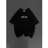Unisex Baskılı Oversize T-Shirt - Siyah