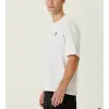 Unisex Bisiklet Yaka Baskılı Oversize T-Shirt - Beyaz