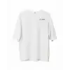 Unisex Bisiklet Yaka Baskılı Oversize T-Shirt - Beyaz