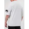 Unisex Bisiklet Yaka Baskılı Oversize T-Shirt - Beyaz