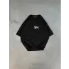 Unisex Bisiklet Yaka Baskılı Oversize T-Shirt - Siyah