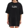 Unisex Bisiklet Yaka Baskılı Oversize T-Shirt - Siyah