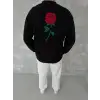 Unisex Bisiklet Yaka Ön Ve Arka Baskılı SweatShirt - Siyah