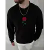 Unisex Bisiklet Yaka Ön Ve Arka Baskılı SweatShirt - Siyah
