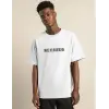 Unisex Bisiklet Yaka Oversize Baskılı T-Shirt - Beyaz