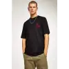 Unisex Bisiklet Yaka Oversize Baskılı T-Shirt - Siyah