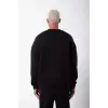 Unisex Biskilet Yaka Üç İplik SweatShirt - Siyah