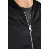 Unisex İçi Astarlı Düz Bomber Ceket - Siyah