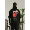 Unisex Kapşonlu Baskılı Sweetshirt - Siyah