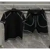 Unisex Karoyaka Dikişli Şortlu Takım - Siyah