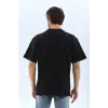 Unisex Oversize Düz Bisiklet Yaka T-Shirt - Siyah