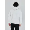 Unisex Tam Fermuarlı Kapşonlu  SweatShirt - Beyaz