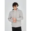 Unisex Tam Fermuarlı Kapşonlu  SweatShirt - Boyalı Gri