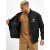 Unisex Uzun Kol Baskılı Bomber Ceket - Siyah