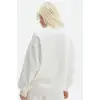 Unisex Uzun Kol Yarım Farmuarlı Yakalı Basic SweatShirt - Beyaz