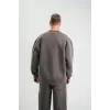 Uzun Kol Bisiklet Yaka Basic SweatShirt - Füme