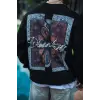 Uzun Kol Bisiklet Yaka Ön Ve Arka Baskılı SweatShirt - Siyah
