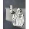 Uzun Kol Kapşonlu Baskılı SweatShirt - Beyaz