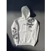Uzun Kol Kapşonlu Baskılı SweatShirt - Beyaz