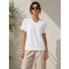 V Yaka Basic Tişört Kısa Kol Yazlık Regular Fit T-Shirt - Beyaz