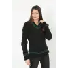 V Yaka Örgülü Kazak - Siyah