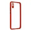 Xiaomi Redmi 9a Kılıf Miami Şeffaf Silikon - Kırmızı
