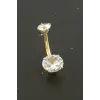Yuvarlak Zirkon Taşlı Çelik Piercing 1 Adet