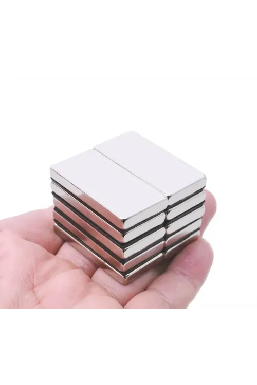 1 adet 40x20x5mm Neodyum Magnet Güçlü N35 Mıknatıs Köşeli Nikel Kaplama