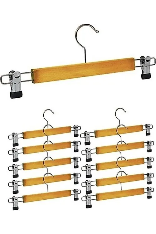10 Adet Ahşap Metal Uçlu Pantolon Ve Etek Askısı