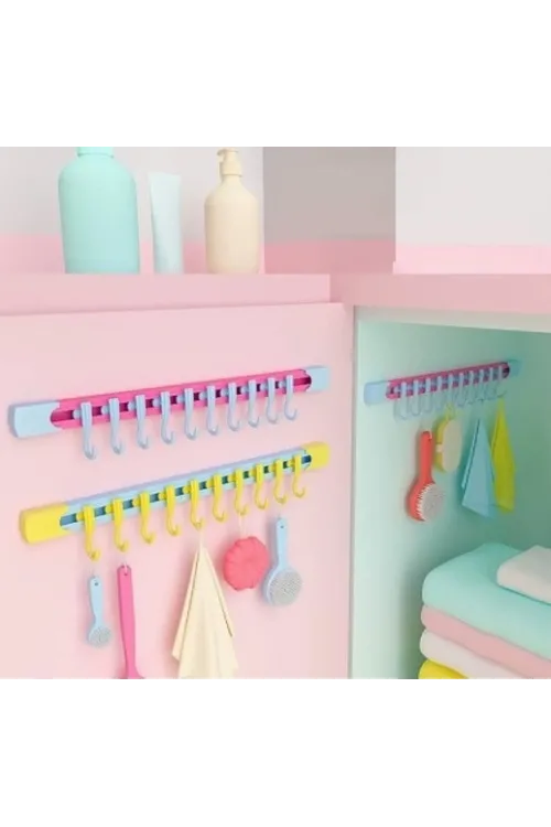 10 Kancalı Raylı Mutfak Ve Banyo Düzenleyici Askı 30 Cm