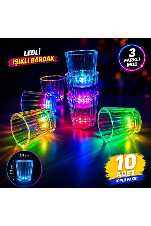 10lu LED Işıklı Parti Bardağı Seti