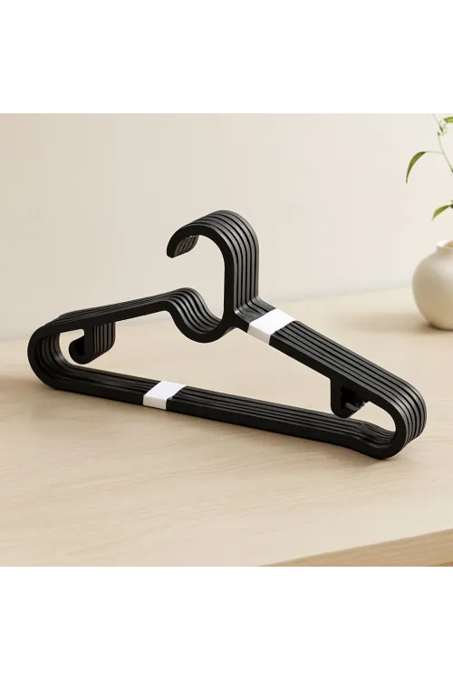 10lu Siyah Slim Plastik Elbise Askısı
