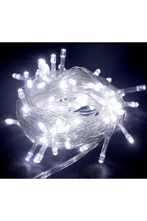 10 M 100 Led Boncuk Lamba Beyaz Işık Şeffaf Kablo MZ-18-11
